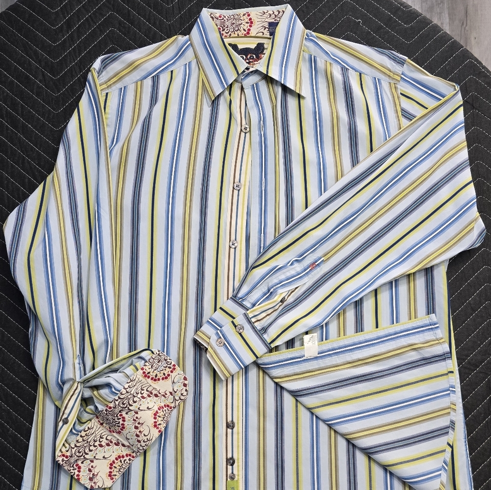 Vintage Robert Graham Multicolor Striped Button Down Shirt